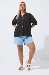 LIMITED COLLECTION Plus Size Black Crochet Shirt | Yours Clothing 1