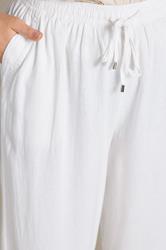 EVANS Plus Size White Wide Leg Premium Linen Trousers | Evans 5