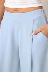 PixieGirl Petite Women's Blue Crinkle Barrel Leg Trousers | PixieGirl 4