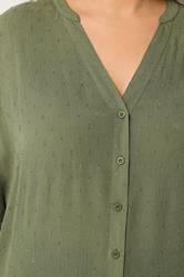 YOURS Plus Size Green Dobby Notch Neck Blouse | Yours Clothing 4