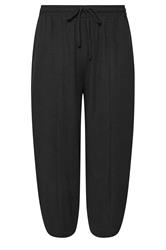 YOURS Curve Black Crinkle Barrel Trousers