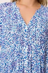 YOURS Plus Size Blue Floral Pintuck Blouse | Yours Clothing 4