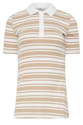 LTS Tall Natural Brown & White Stripe Polo Top