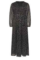 M&Co Black Polka Dot Mesh Wrap Dress | M&Co 5