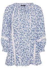 YOURS Plus Size Blue Leaf Pintuck Blouse | Yours Clothing 6