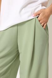 PixieGirl Petite Women's Sage Green Barrel Leg Trousers | PixieGirl 4