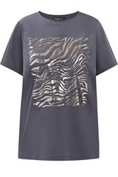 YOURS Plus Size Grey Zebra Foil T-Shirt | Yours Clothing 5