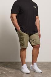 JACK & JONES Big & Tall Olive Green Mid Rise Cargo Shorts | BadRhino 3