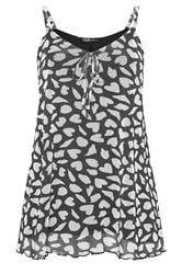 YOURS Curve Black Heart Mesh Vest Top
