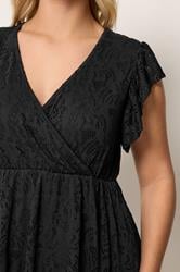 YOURS Plus Size Black Wrap Pointelle Dress | Yours Clothing 4