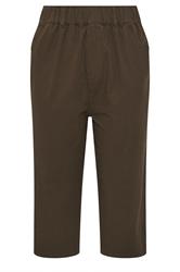 YOURS Curve Chocolate Brown Cool Cotton Cropped Trousers