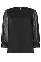 M&Co Black Pleated Sleeve Blouse | M&Co 5