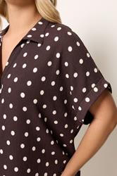 YOURS Plus Size Chocolate Brown Polka Dot Shirt | Yours Clothing 4