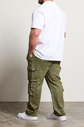 BadRhino Big & Tall Olive Green Acid Wash Double Pocket Cargo Trousers | BadRhino 4