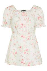 YOURS Plus Size White Inky Floral Milkmaid Blouse | Yours Clothing 5