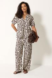 M&Co Set Chocolate Brown Leaf Print Top & Trousers | M&Co 1