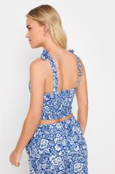 PixieGirl Petite Women's Blue Floral Print Cropped Vest Top | PixieGirl 2