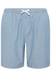 BadRhino Big & Tall Chambray Blue Elasticated Waist Cotton Shorts | BadRhino 7
