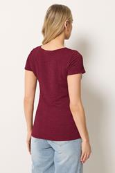 LTS Tall Women's Burgundy Red Textured Slash Neck Top | Long Tall Sally 2