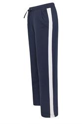 M&Co Navy Blue & White Side Stripe Cotton Wide Leg Joggers | M&Co 6