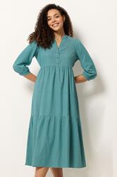 M&Co Green Fine Stripe Tiered Maxi Dress | M&Co 3