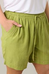 EVANS Plus Size Set Chartreuse Green Linen Shirt & Short | Evans 6