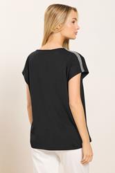 M&Co Black Contrast Trim Cotton Short Sleeve T-Shirt | M&Co 2