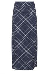 PixieGirl Petite Women's Navy Blue Check Maxi Skirt | PixieGirl 5