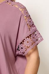 YOURS Plus Size Pink Crochet T-Shirt | Yours Clothing 4