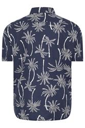 BadRhino Big & Tall Navy Blue Palm Tree Print Short Sleeve Shirt | BadRhino 7