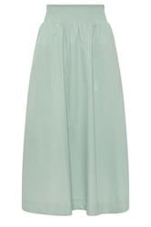PixieGirl Petite Sage Green Poplin Shirred Cotton Maxi Skirt