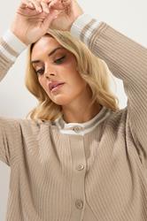 YOURS Plus Size Brown Crew Neck Knitted Cardigan | Yours Clothing 6