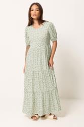 PixieGirl Sage Green Ditsy Tiered Maxi Dress | PixieGirl 1