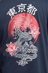 BadRhino Big & Tall Navy Blue Extra Japanese Dragon Graphic T-Shirt | BadRhino 4