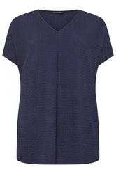 EVANS Curve Navy Blue Plisse Pleat Top