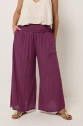 YOURS Plus Size Burgundy Red Shirred Trousers | Yours Clothing 3