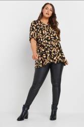 YOURS Plus Size Black Leopard Print Swing Top | Yours Clothing  1