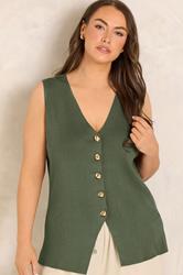EVANS Plus Size Khaki Green Knitted Waistcoat | Evans 3