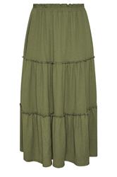 YOURS Curve Khaki Green Tiered Maxi Skirt