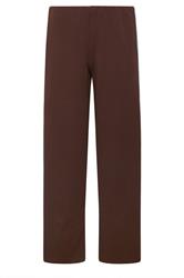 PixieGirl Petite Women's Chocolate Brown Side Stripe Scuba Wide Leg Trousers | PixieGirl 5