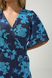 YOURS LONDON Plus Size Navy Blue Floral Mesh Ruffle Hem Dress | Yours Clothing 4