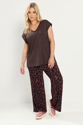 YOURS Plus Size Chocolate Brown V-Neck Basic T-Shirt | Yours Clothing 1