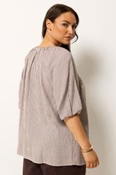 YOURS Plus Size Brown Stripe Tie Front Top | Yours Clothing 2