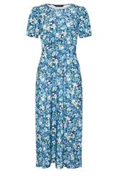 M&Co Blue Floral Short Sleeve Midi Dress | M&Co 1