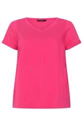 EVANS Curve Hot Pink Cotton T-Shirt