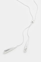 Silver Tone Long Droplet Lariat Necklace | Yours Clothing 2