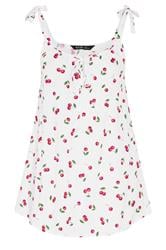 YOURS Curve White Cherry Print Vest Top
