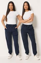M&Co Petite 2 PACK Navy Blue Cuffed Joggers | M&Co 4
