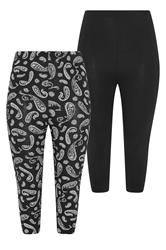 YOURSET 2er-Pack knöchellange Leggings in Schwarz mit Paisley-Print