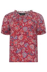M&Co Petite Orange Abstract Print Scoop Neck Top | M&Co 5